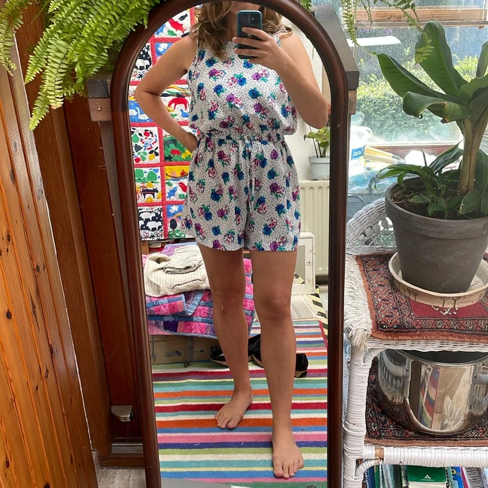 Floral polka dot silky romper medium - Picture 6 of 6